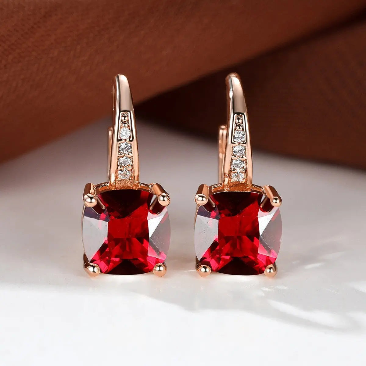 Square Zircon Inlaid Ear Hook Korean Style Fashion All-matching Weloria