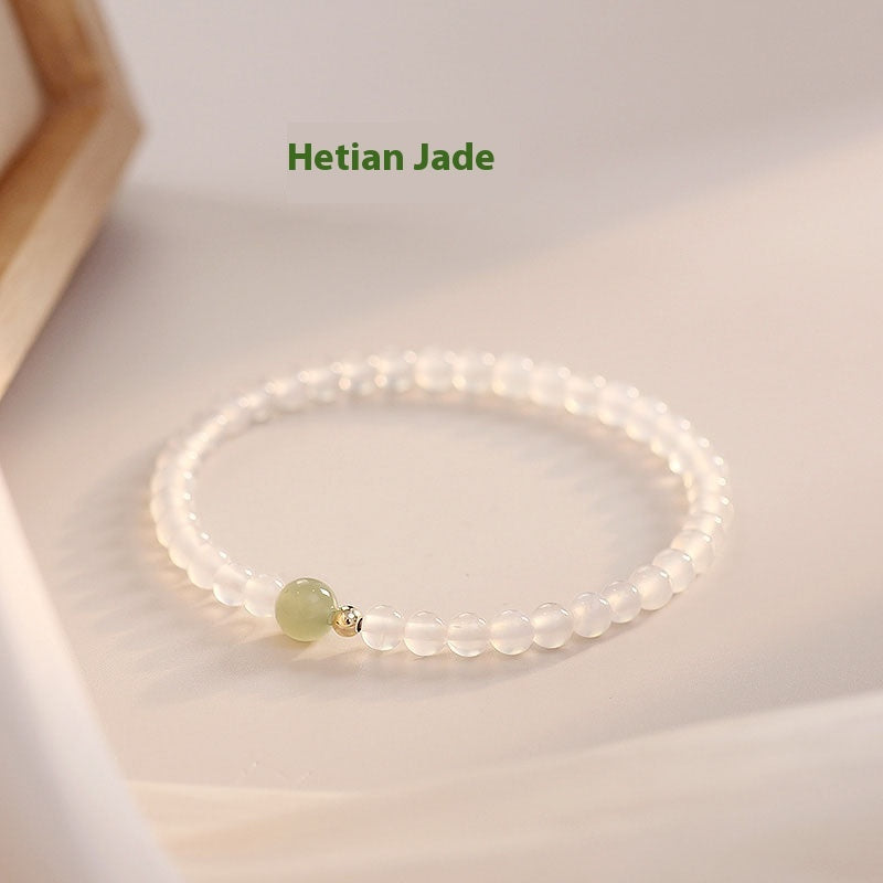Natural Hetian Jade White Agate Women's Bracelet Weloria