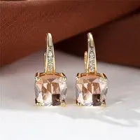 Square Zircon Inlaid Ear Hook Korean Style Fashion All-matching Weloria