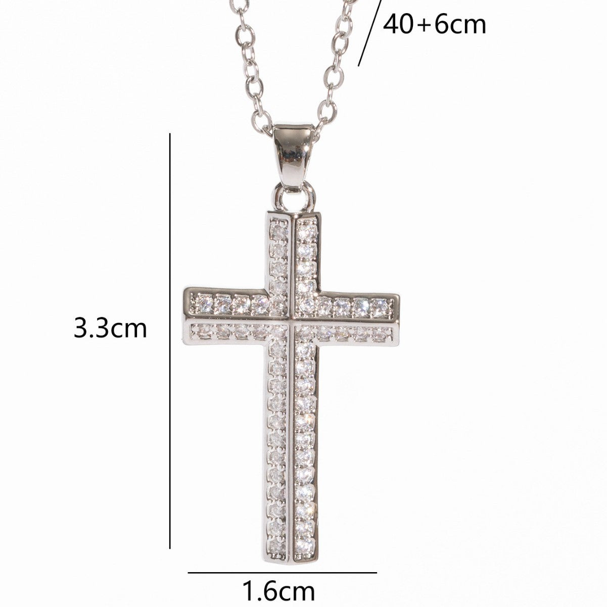 Real Gold Electroplated Micro Inlaid Zircon Cross Necklace Weloria