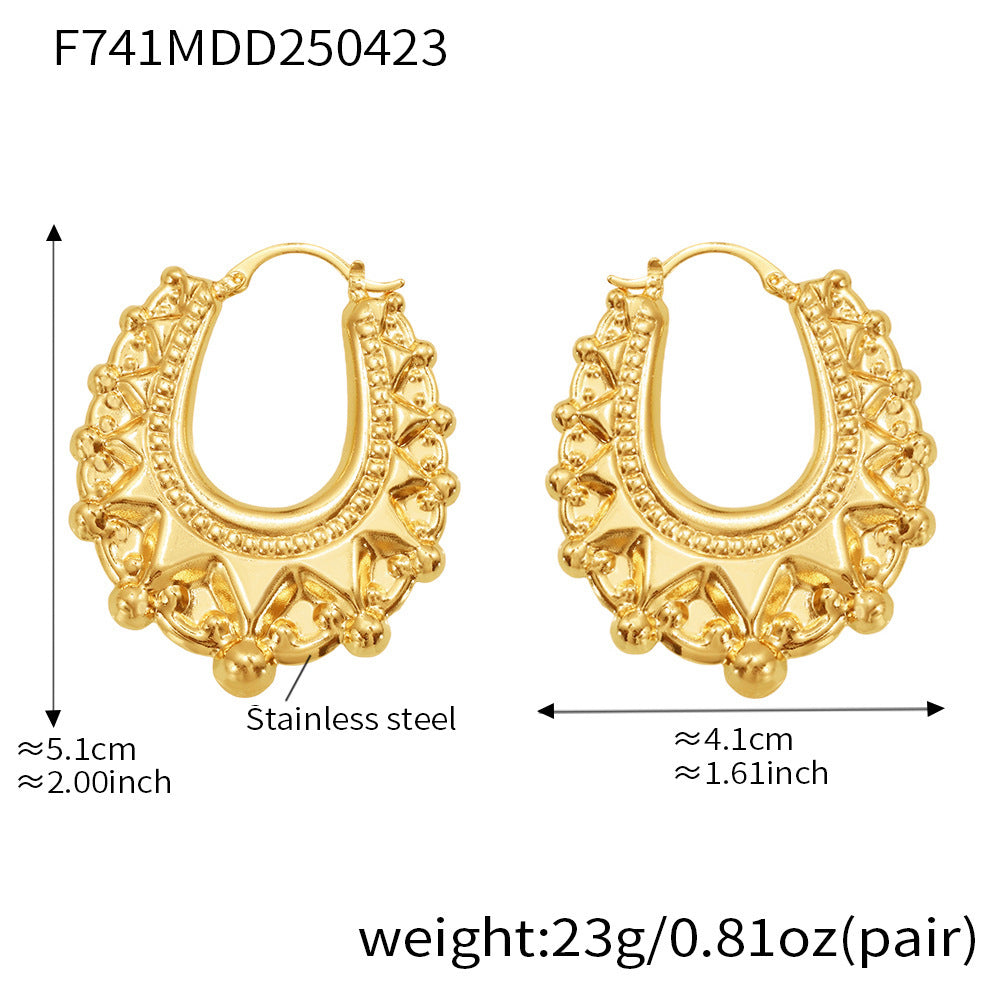 Personalized Gear Texture Earrings Stainless Steel Girls Weloria