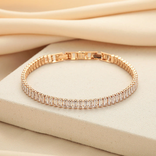 European And American Simple Rectangular Affordable Luxury Style Full Diamond Fashion All-match Bracelet Weloria