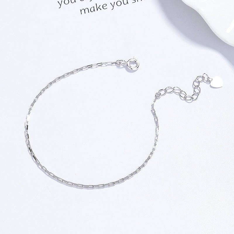 925 Sterling Silver Square Buckle Bracelet For Women Summer Weloria