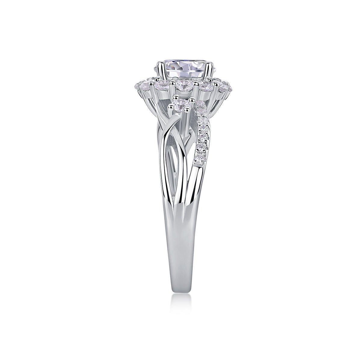 Snow Lotus - A Fashionable And Luxurious Jewelry Piece Set With 2-carat Moissanite S925 Sterling Silver And Platinum-plated Diamond Weloria