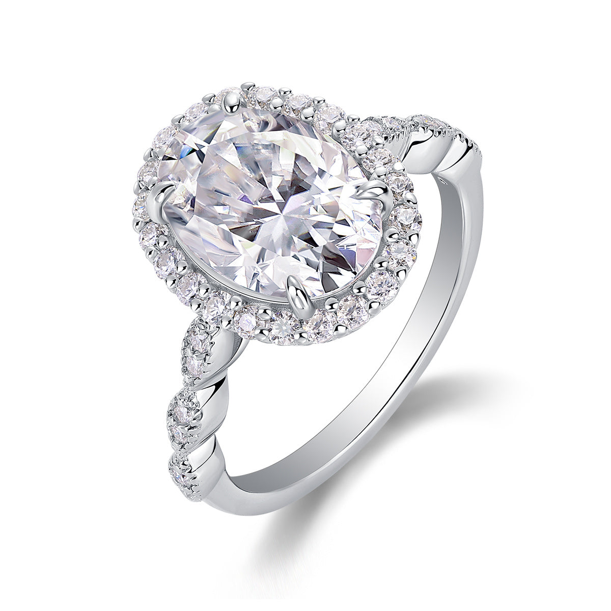 Bright Moon - A Fashionable Diamond Jewelry Piece Set With Moissanite S925 Sterling Silver And Platinum-plated Diamond Ring Weloria