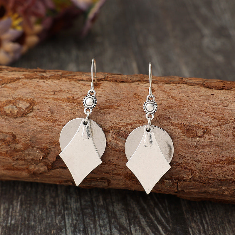 New Simple Style Geometric Metal Alloy Earrings Layered Retro Personality Weloria