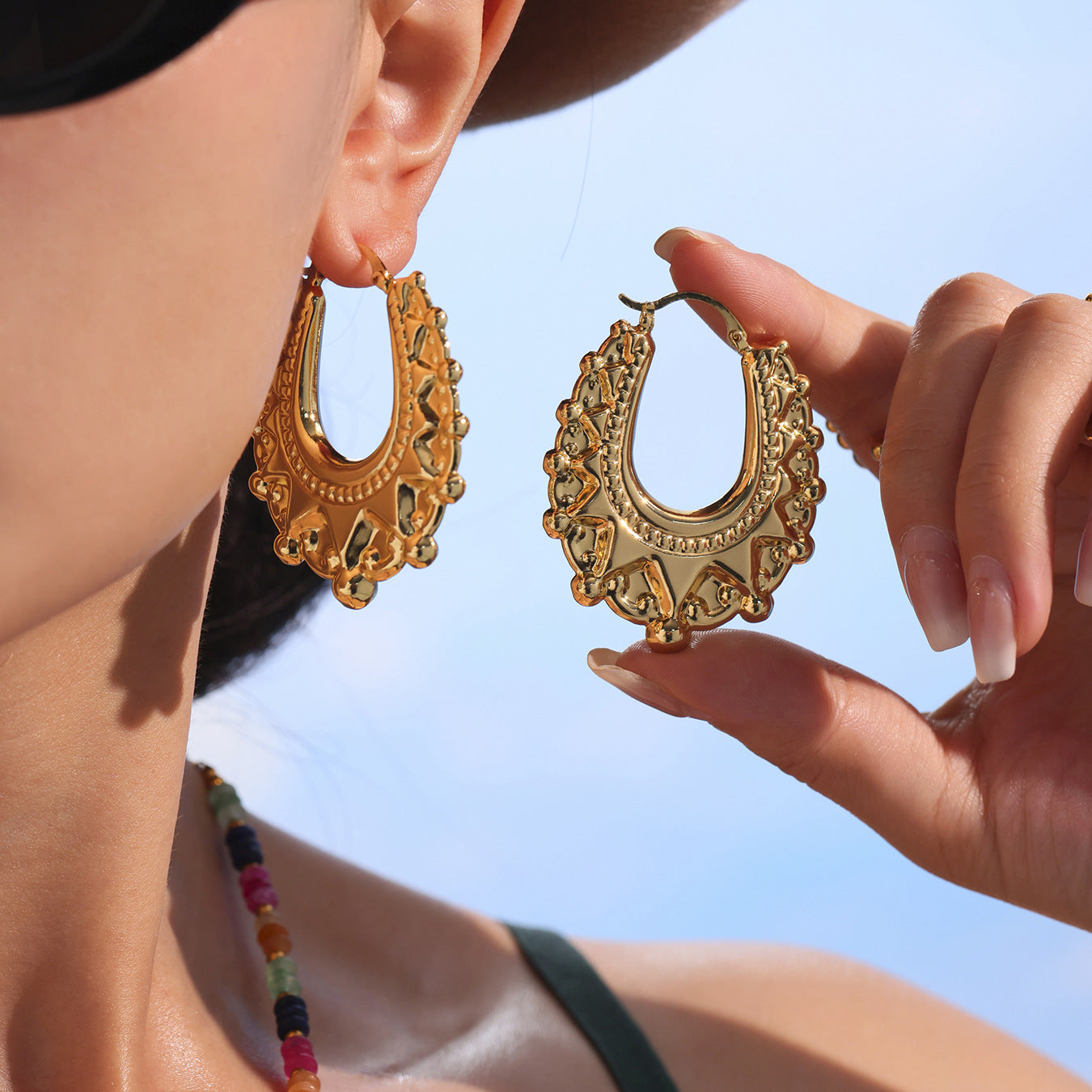 Personalized Gear Texture Earrings Stainless Steel Girls Weloria