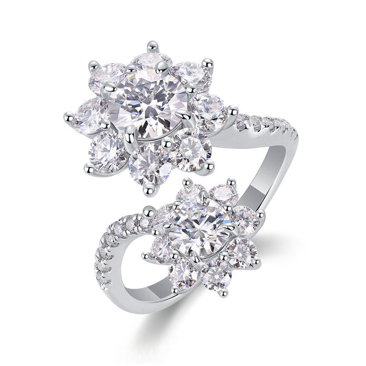 Petal Morning Dew - A Fashionable Diamond Jewelry Piece Set With 1-carat Moissanite S925 Sterling Silver And Platinum Diamond Ring Weloria