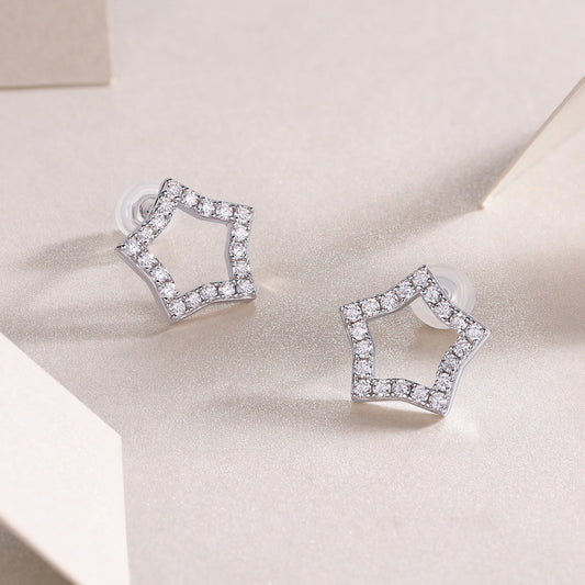 Tonight's New Star - S925 Moissanite Sterling Silver Earrings With Platinum-plated Stud Earrings, Fashionable, Trendy And Affordable Jewelry Weloria