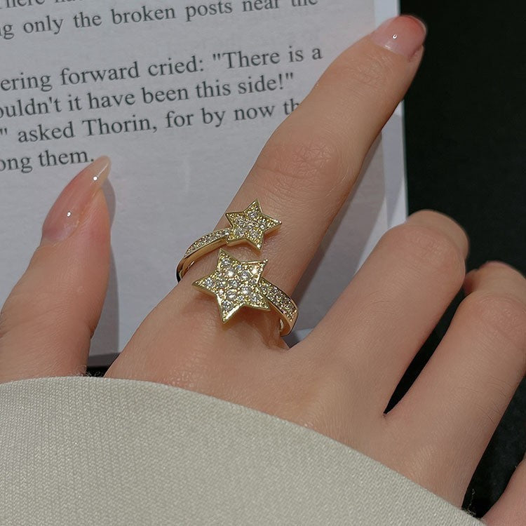 Cold Style Zircon Star Open-end Ring Fashion All-match Bracelet For Women Weloria