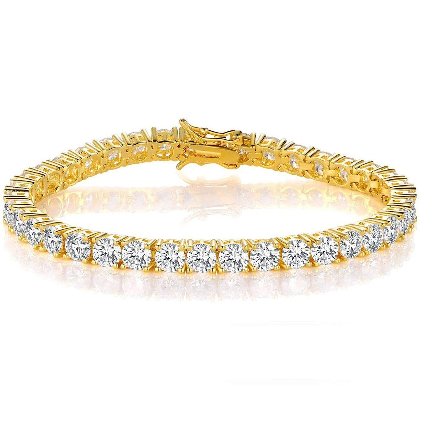 Classic 18K Gold Electroplated Zircon High-grade Tennis Full Diamond Personality Bracelet Weloria