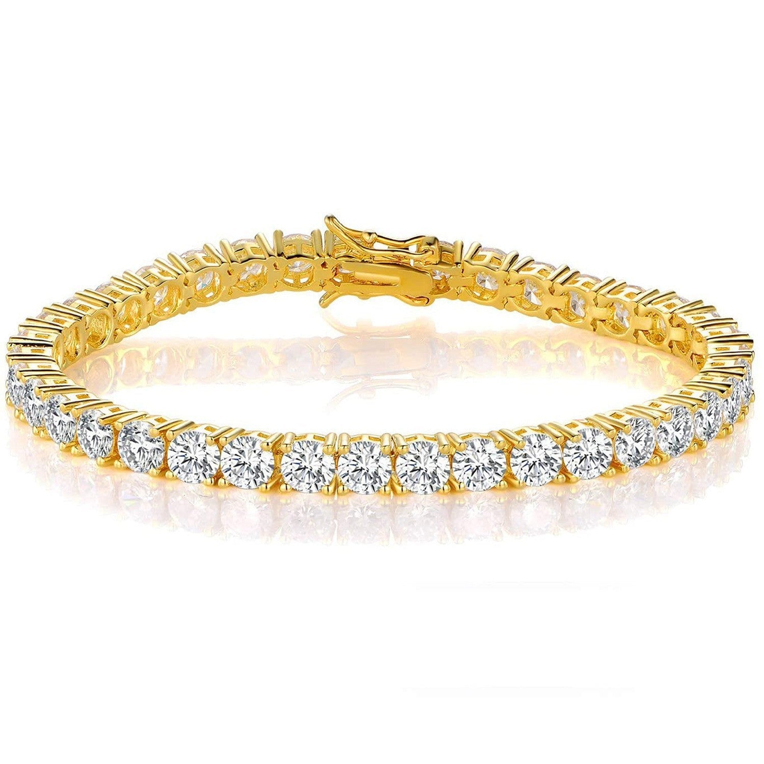Classic 18K Gold Electroplated Zircon High-grade Tennis Full Diamond Personality Bracelet Weloria