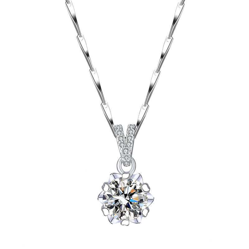 Snowflake Three-piece Simulation Moissanite Ring Necklace And Earring Suit Weloria