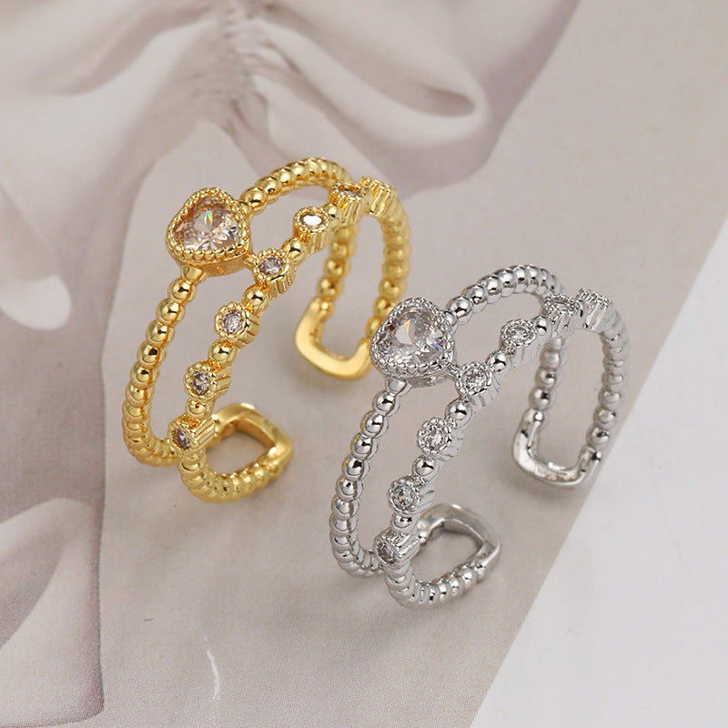 Couple Couple Rings Adjustable Cross Zircon Ring Weloria
