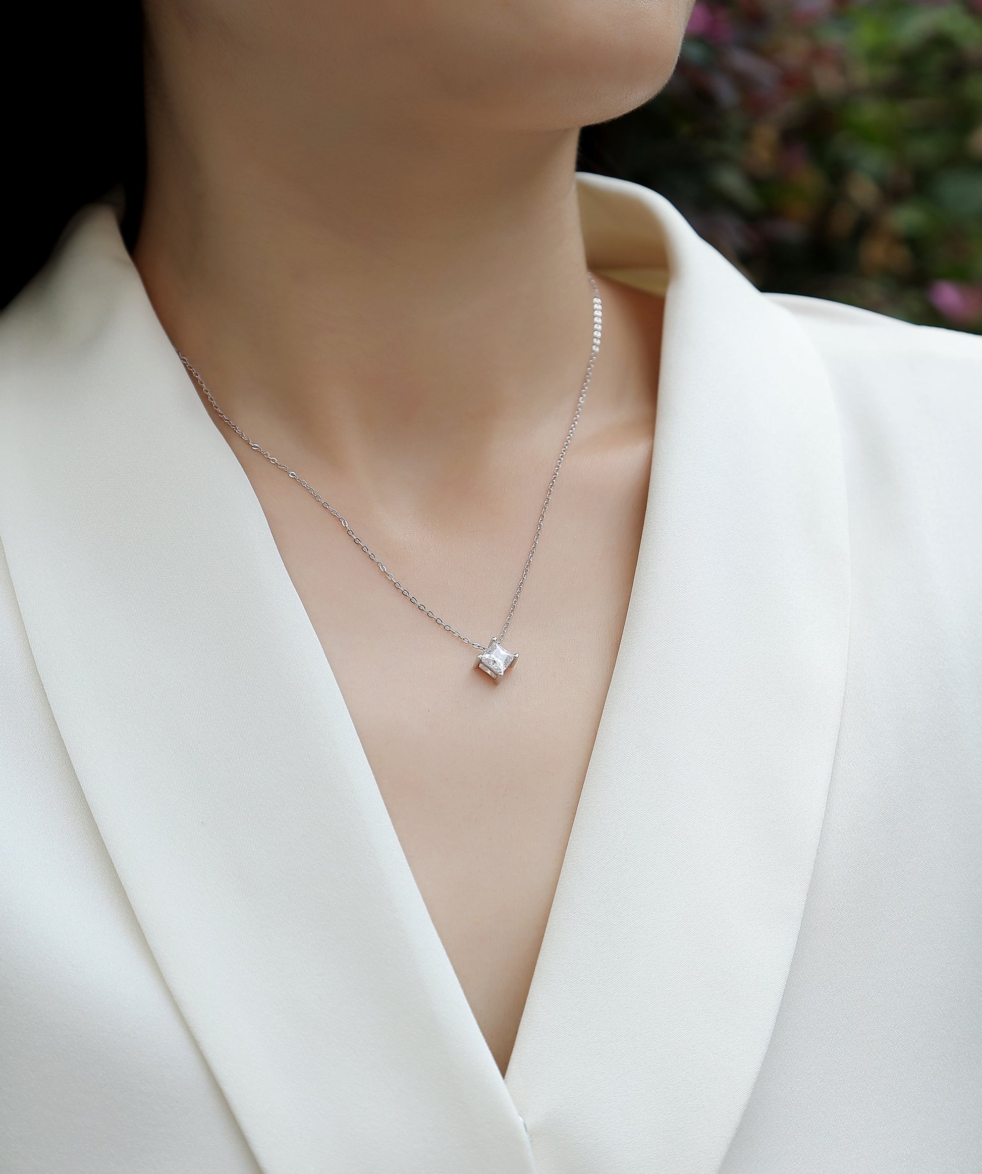 Stay Together - A Fashionable And Luxurious Diamond Jewelry Pendant Set With Square Moissanite S925 Sterling Silver. Weloria
