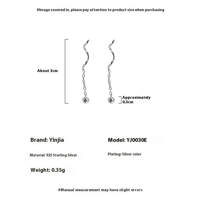 Niche Design S925 Silver Wavy Ball Hanging Earrings Weloria