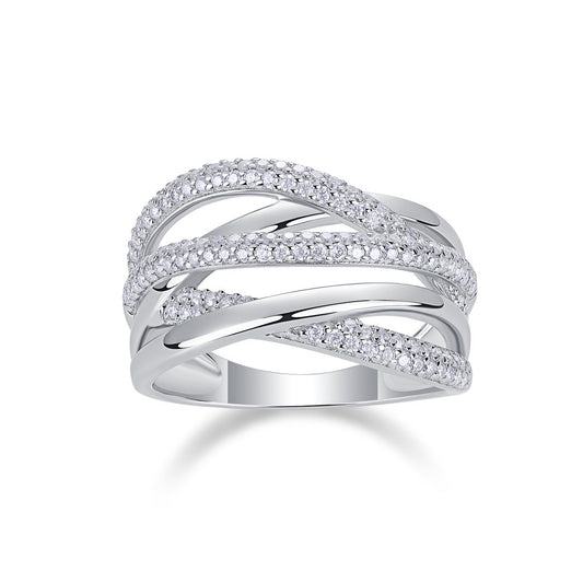 Brilliant Interweaving - A Fashionable And Luxurious Jewelry Accessory Set With Moissanite S925 Sterling Silver And Platinum-plated Diamond Weloria