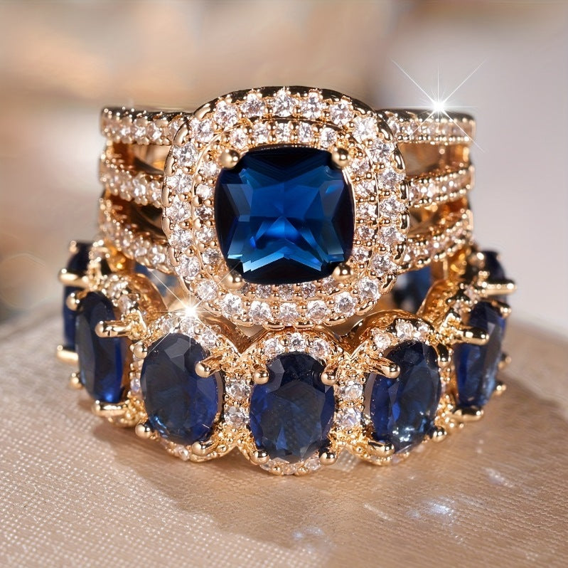 Egg-shaped Full Circle Micro Inlaid Zircon Ring Set Weloria