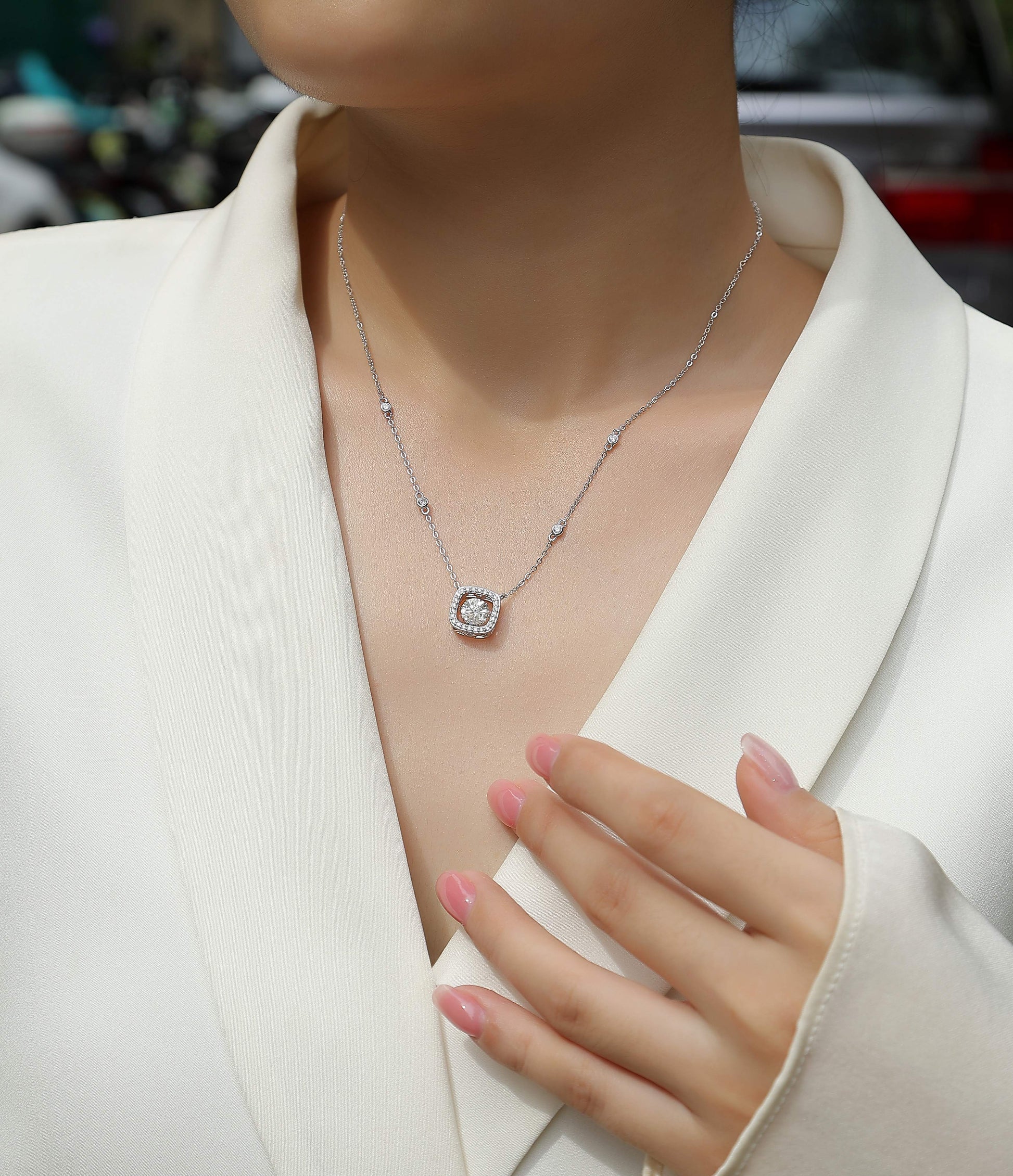 Sweet - A Fashionable And Luxurious Diamond Jewelry Pendant Set With 1-carat Moissanite S925 Sterling Silver And Platinum Plating Weloria