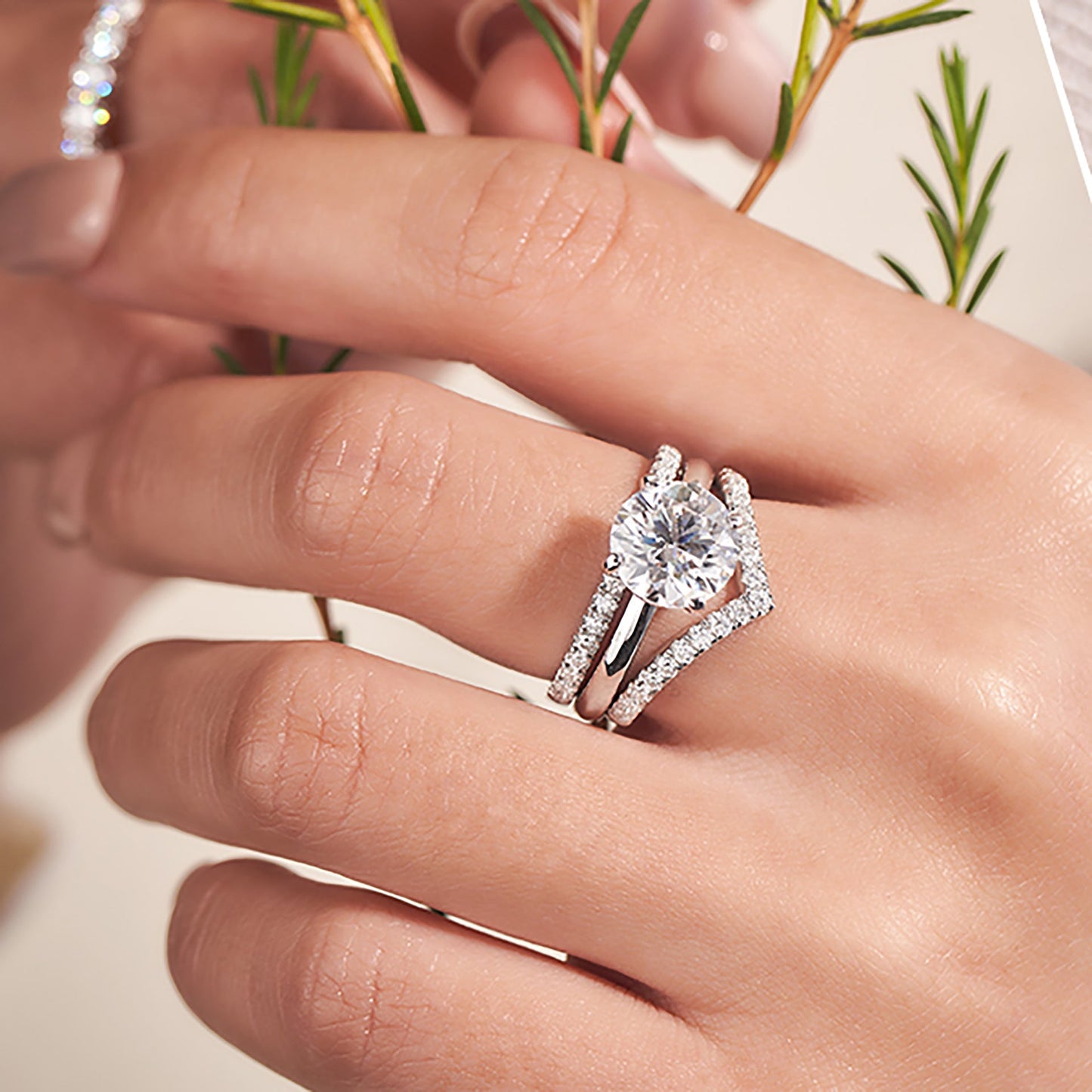 Classic Sansheng Sanshi Couple Rings Twist Twisted String Zircon Lines Weloria