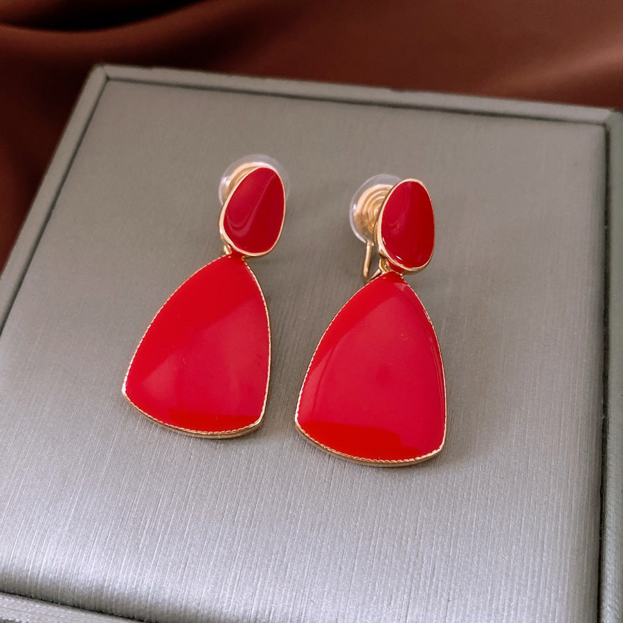 Ankela Red Water Drop Ear Clip Earrings Weloria