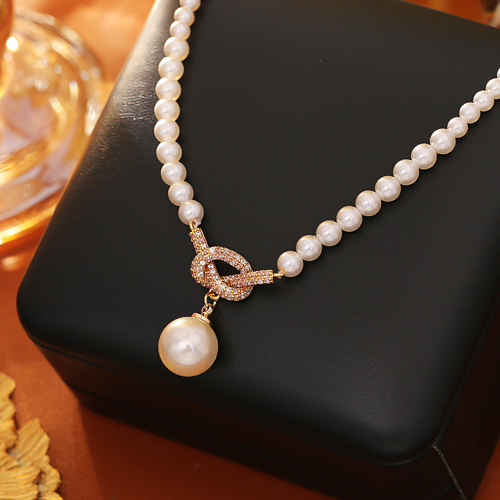 Affordable Luxury Fashion Knotted Pearl Pendant Necklace Weloria