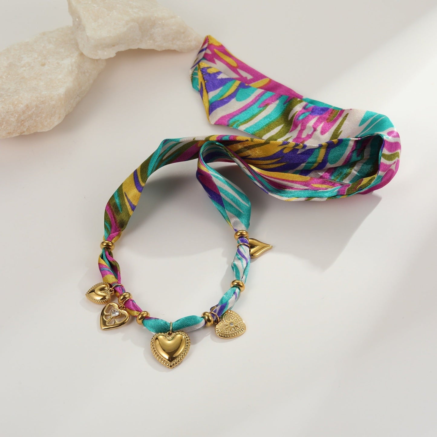 Fashion New Color Scarf Vacation Style Love Pendant Necklace Plated Bracelet Weloria
