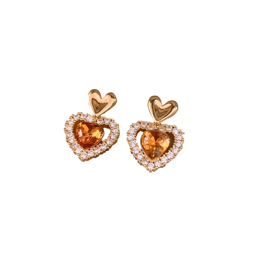 Women's Versatile And Simple Silver Needle Heart-shaped Earrings Weloria