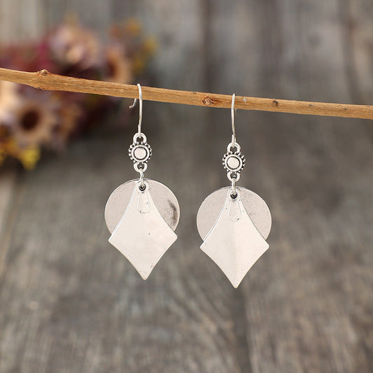 New Simple Style Geometric Metal Alloy Earrings Layered Retro Personality Weloria