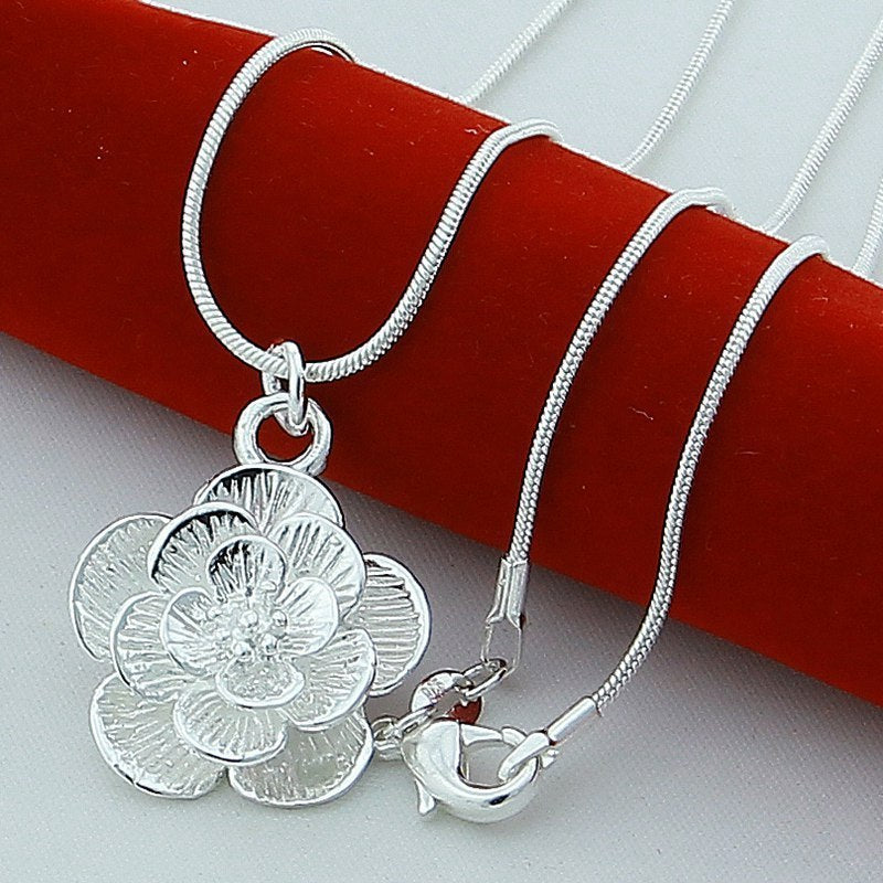 Silver Plated New Peony Necklace Weloria