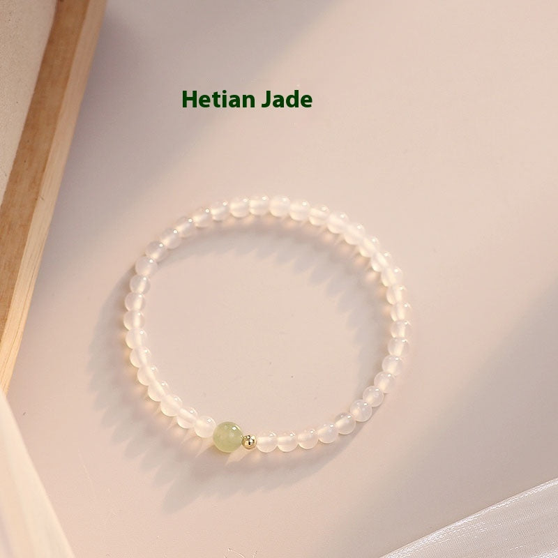 Natural Hetian Jade White Agate Women's Bracelet Weloria