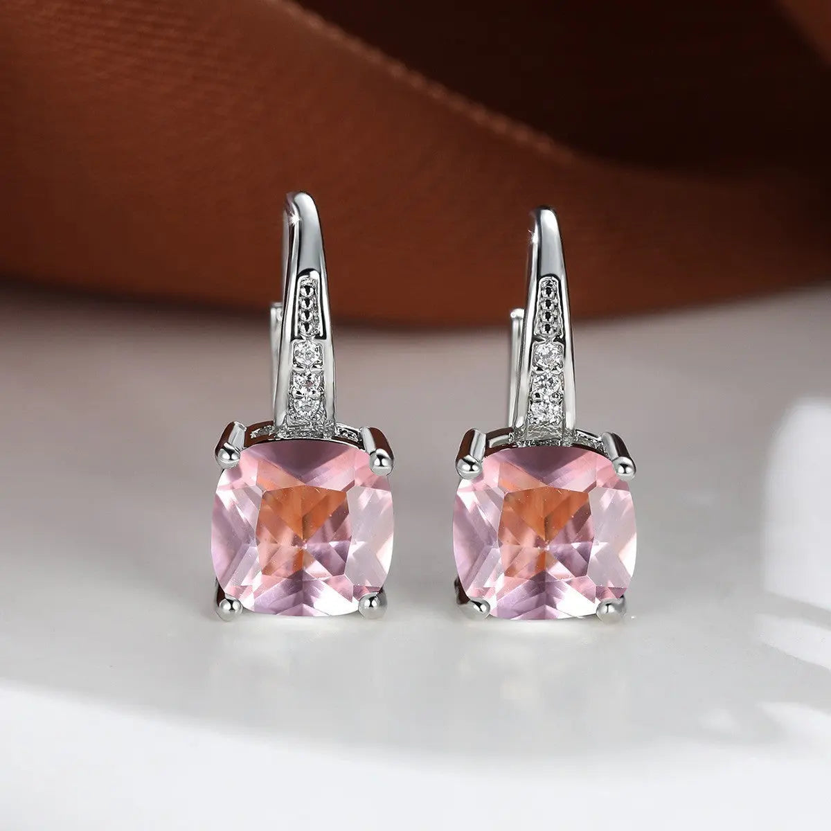 Square Zircon Inlaid Ear Hook Korean Style Fashion All-matching Weloria