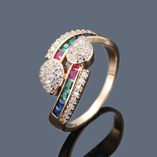 Women's Ring Inlaid With Colorful Zircon Gold-plated Ring Weloria