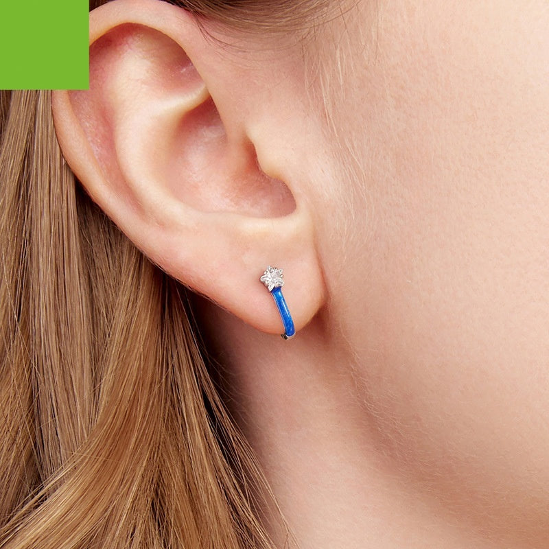 S925 Sterling Silver Blue Star Ear Clip Pentagram Earrings Weloria