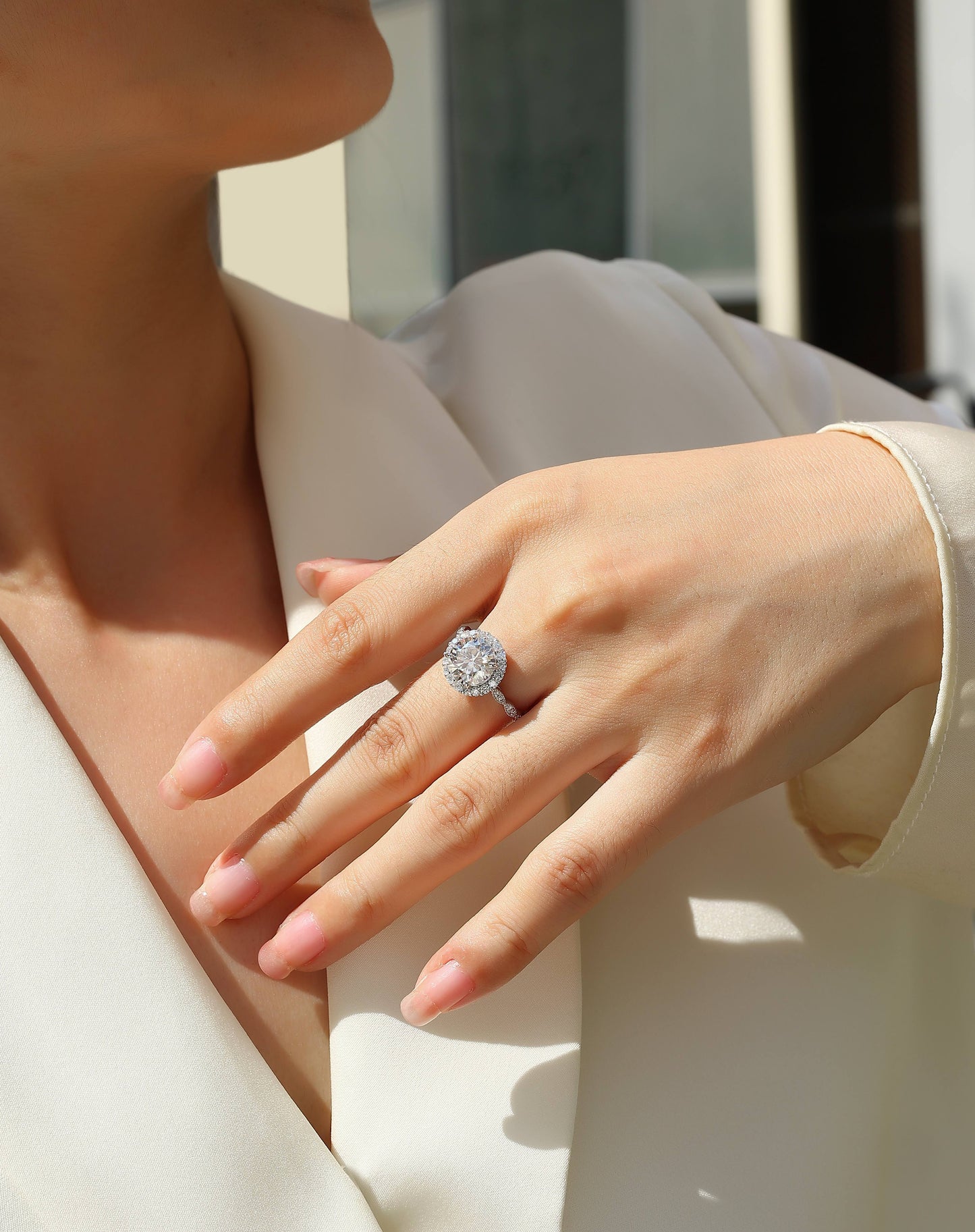 Starlight Shining - A Fashionable Jewelry Ring Set With 3-carat Moissanite S925 Sterling Silver And Platinum-plated Diamond Weloria