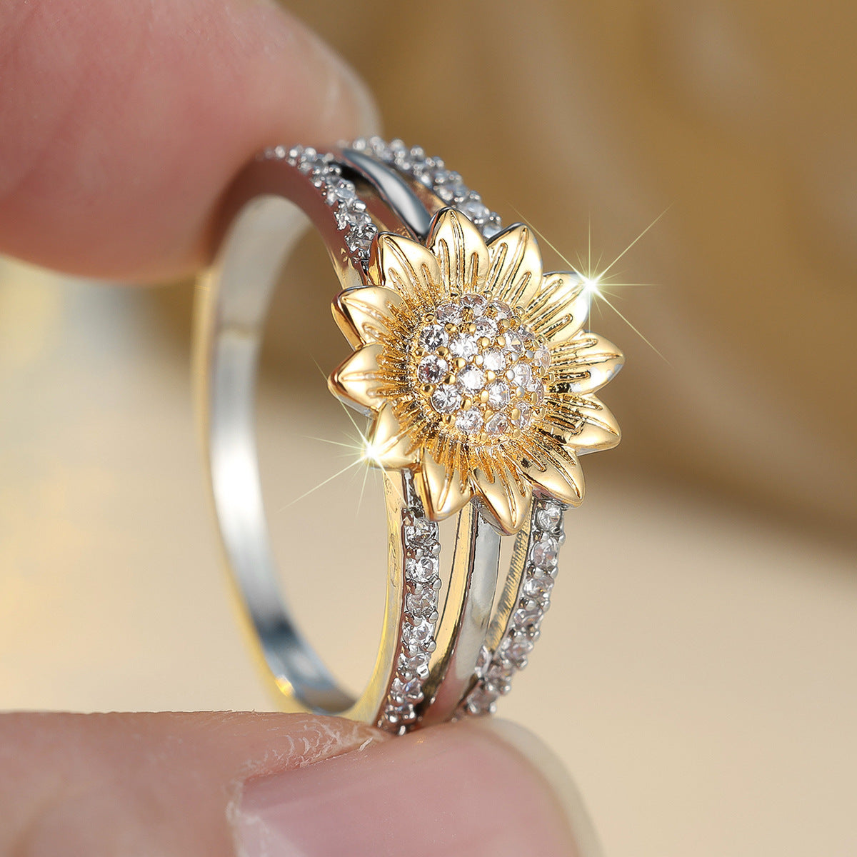 Sunflower Full Diamond Fashion Ring For Women Weloria