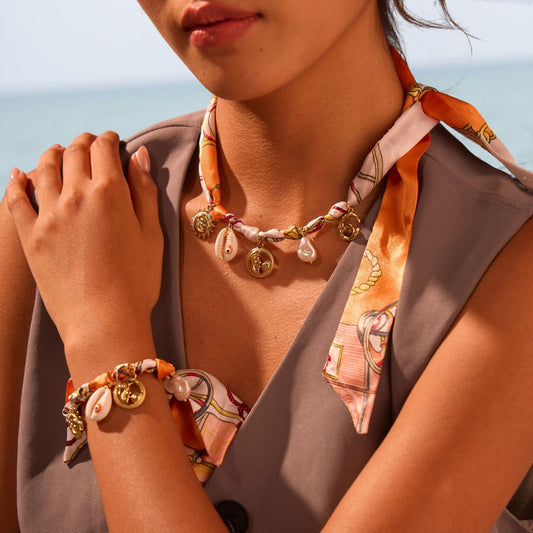 Affordable Luxury Silk Scarf Necklace Stainless Steel Bracelet Vacation Style High Sense Weloria