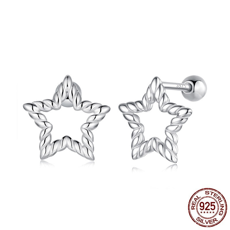 S925 Sterling Silver Star Stud Simple Classic Earrings Weloria