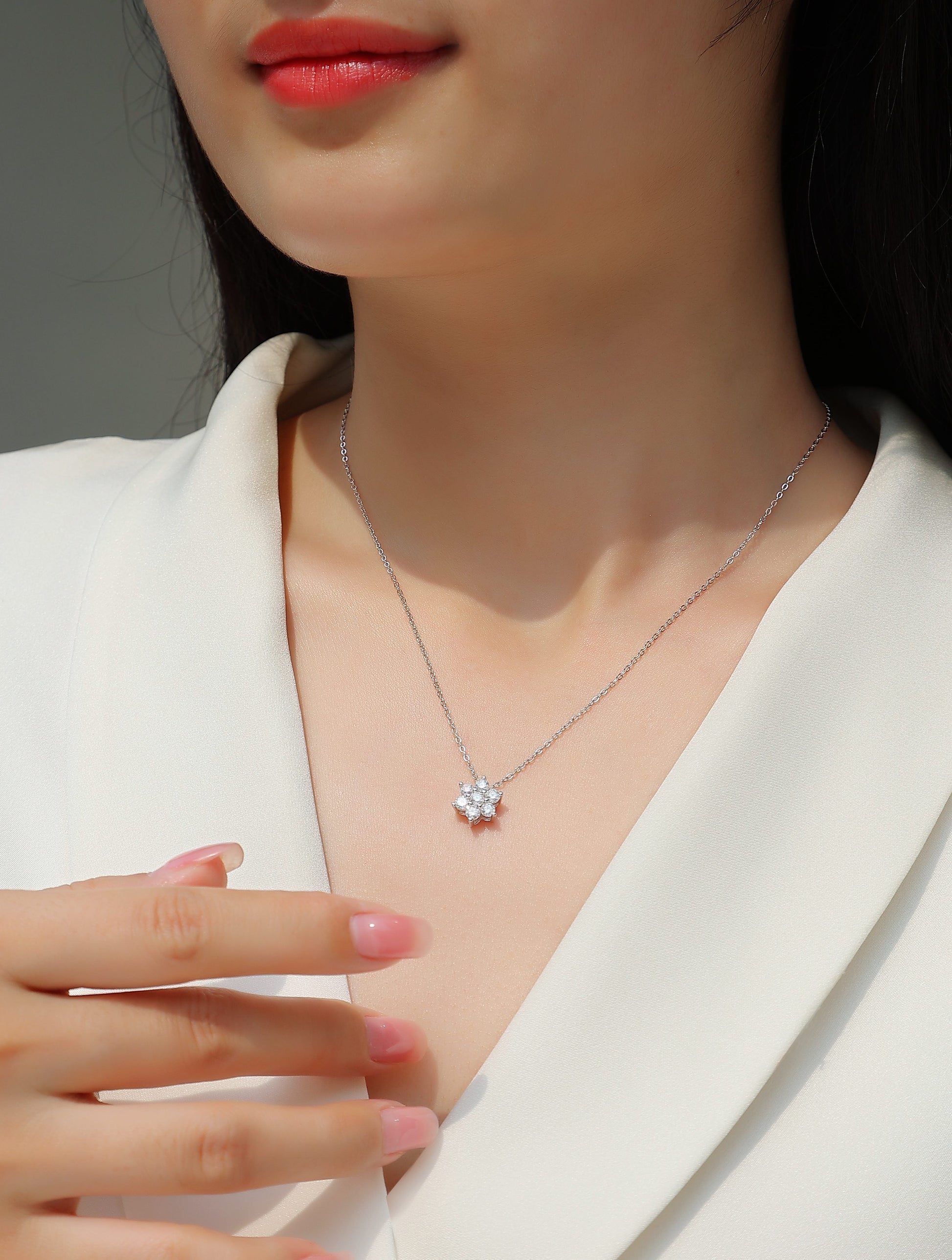 Snowflakes Fluttering - A Fashionable And Luxurious Diamond Jewelry Pendant Set With Moissanite S925 Sterling Silver And Platinum Plating Weloria