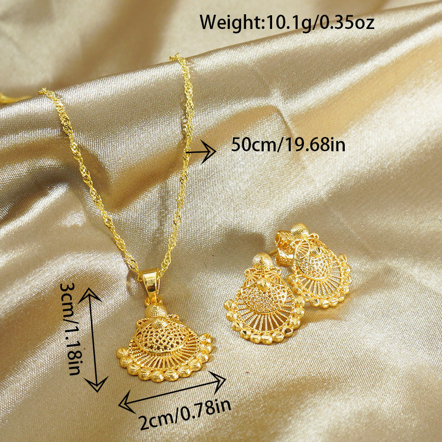 India Africa Light Luxury Shell Necklace Earrings Suit Weloria