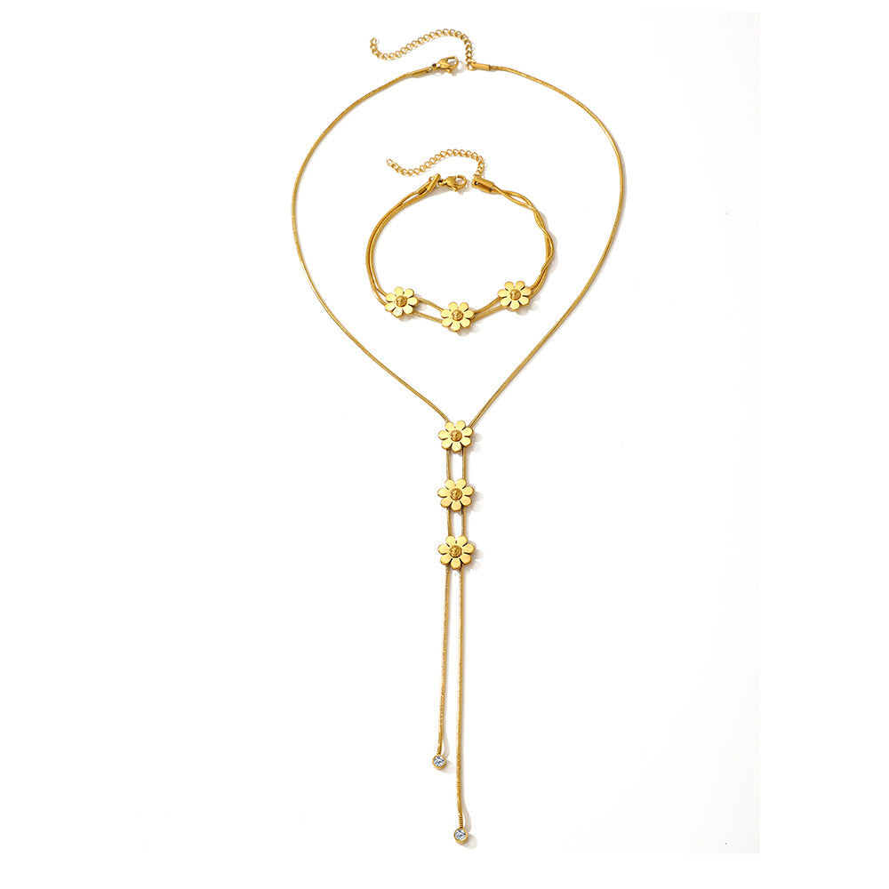 Three-dimensional Lock Snake Necklace Two-piece Set Weloria
