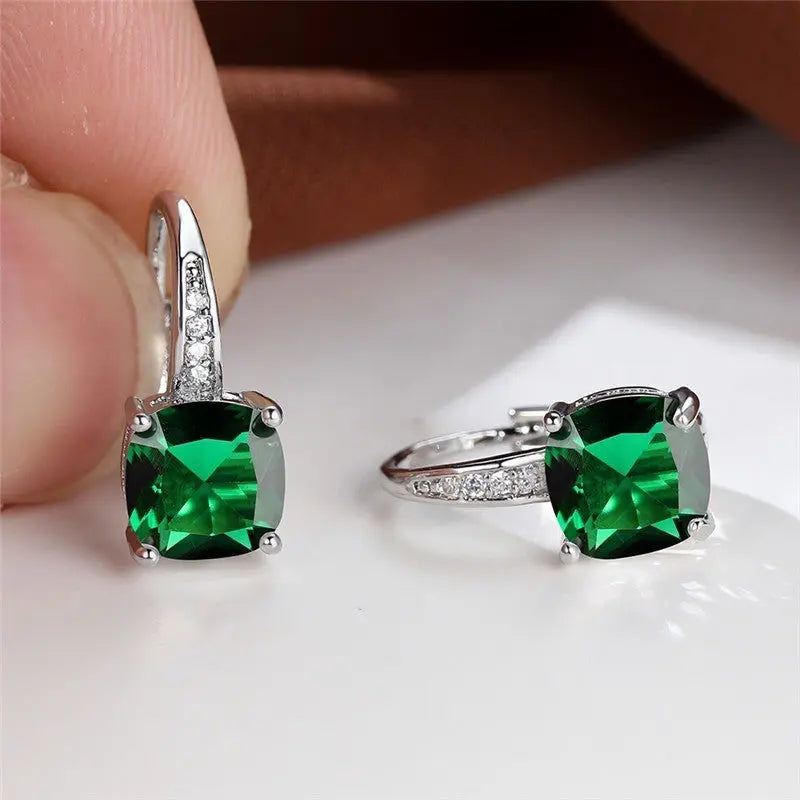 Square Zircon Inlaid Ear Hook Korean Style Fashion All-matching Weloria