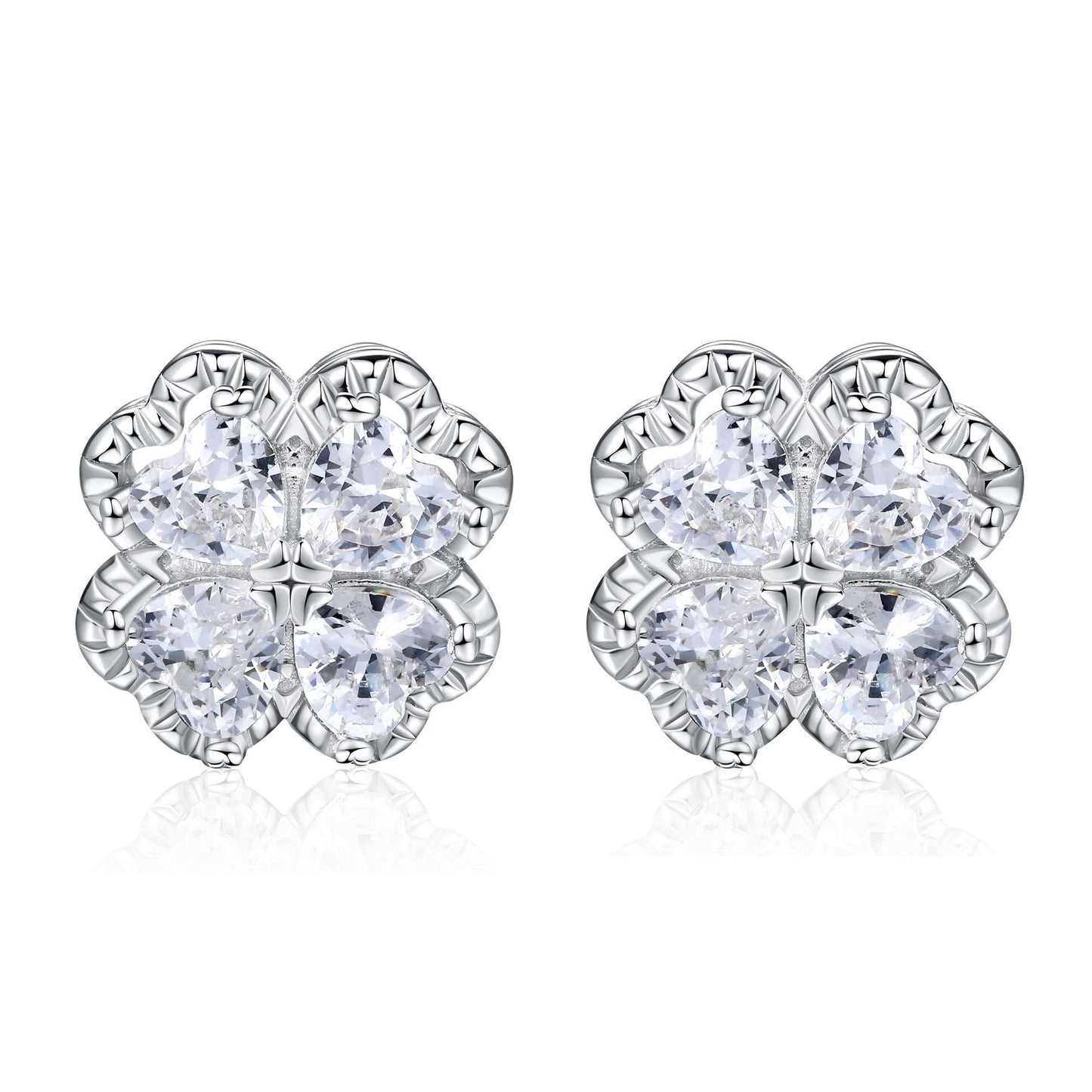 Zeng Yin Four-leaf Clover Ear Team Advanced Sense Love Zircon Earrings Weloria