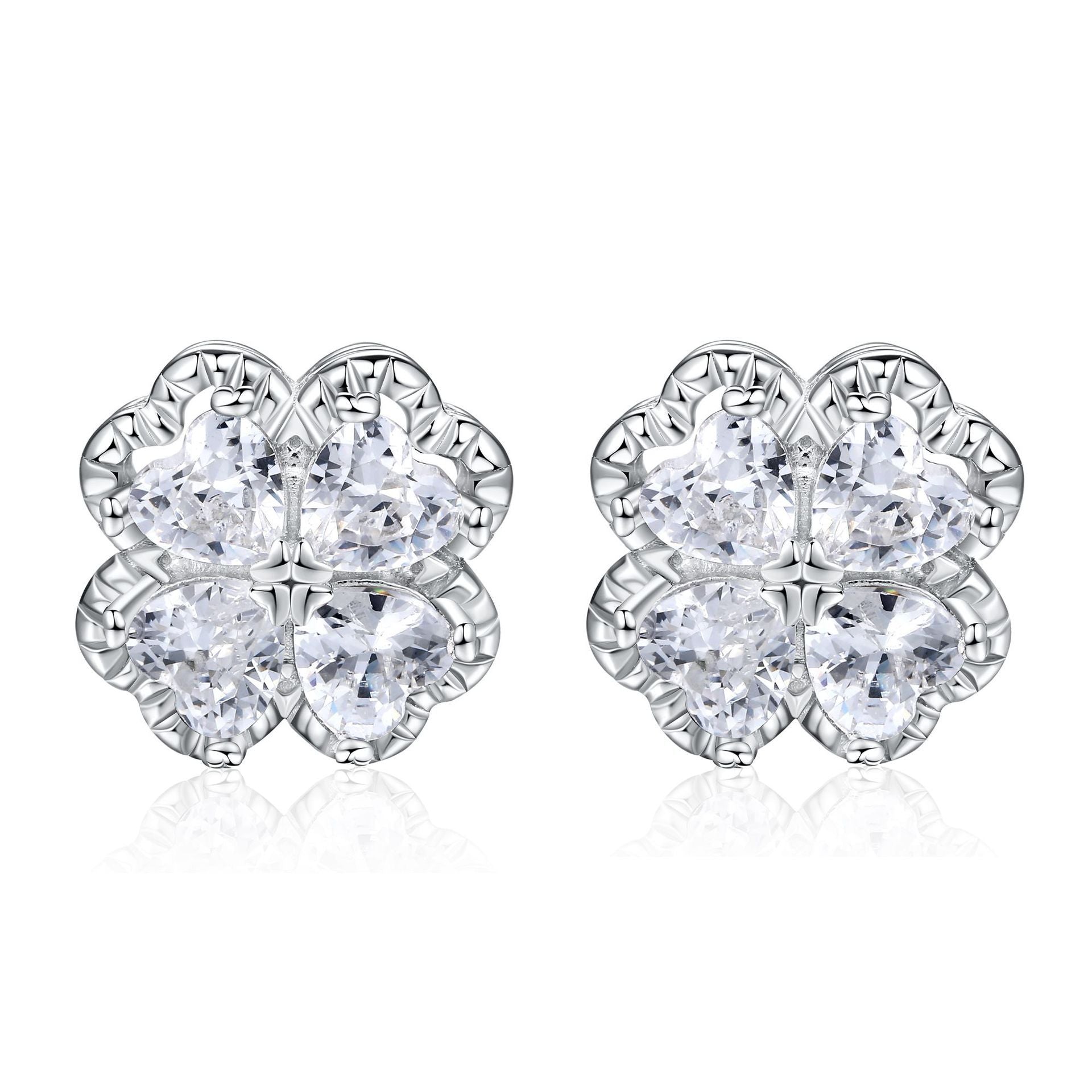 Zeng Yin Four-leaf Clover Ear Team Advanced Sense Love Zircon Earrings Weloria