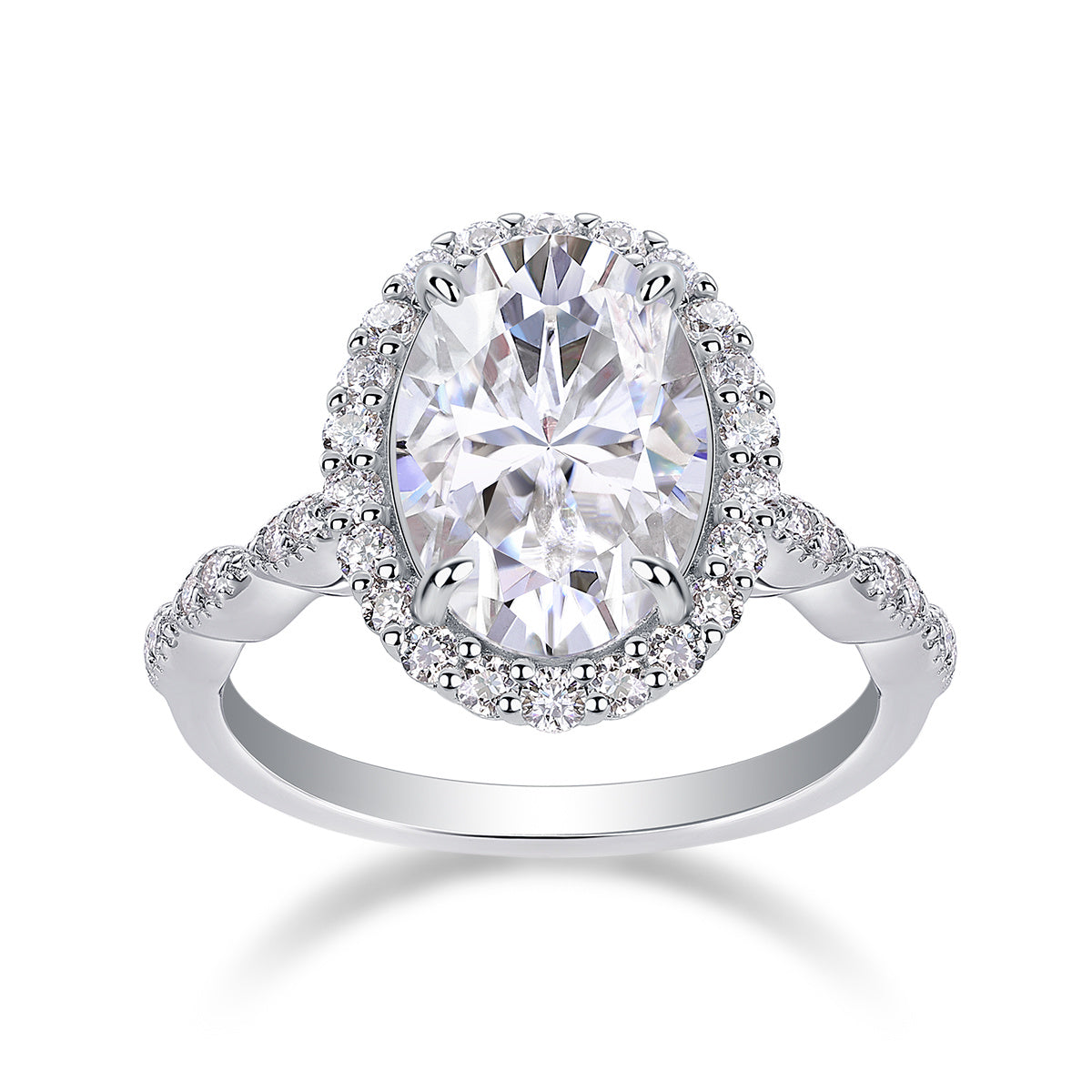 Bright Moon - A Fashionable Diamond Jewelry Piece Set With Moissanite S925 Sterling Silver And Platinum-plated Diamond Ring Weloria