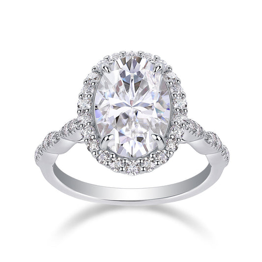 Bright Moon - A Fashionable Diamond Jewelry Piece Set With Moissanite S925 Sterling Silver And Platinum-plated Diamond Ring Weloria