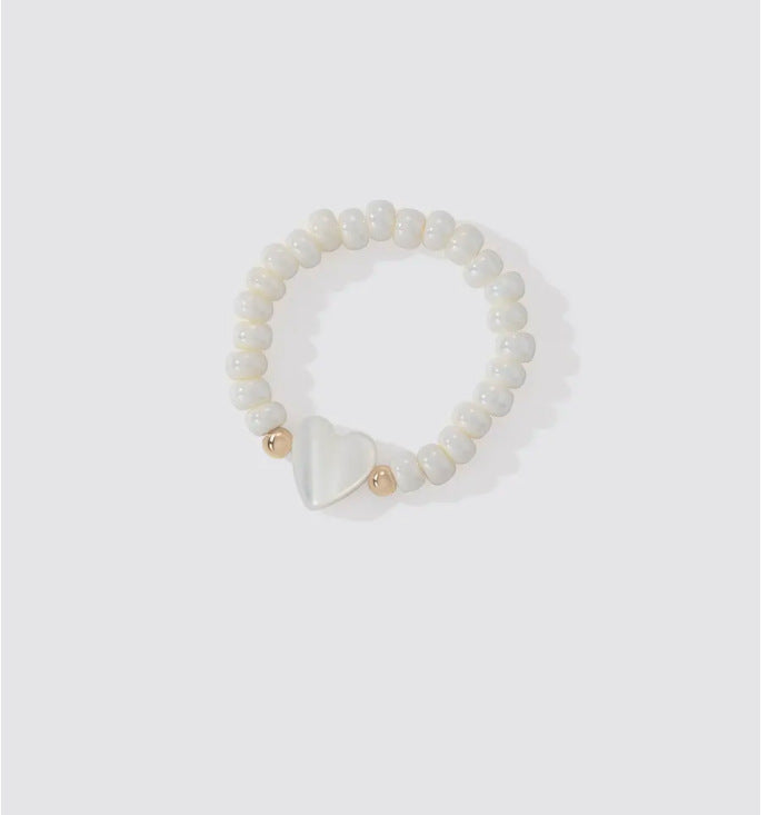 Shell Bead Love Heart-shaped Ring Weloria