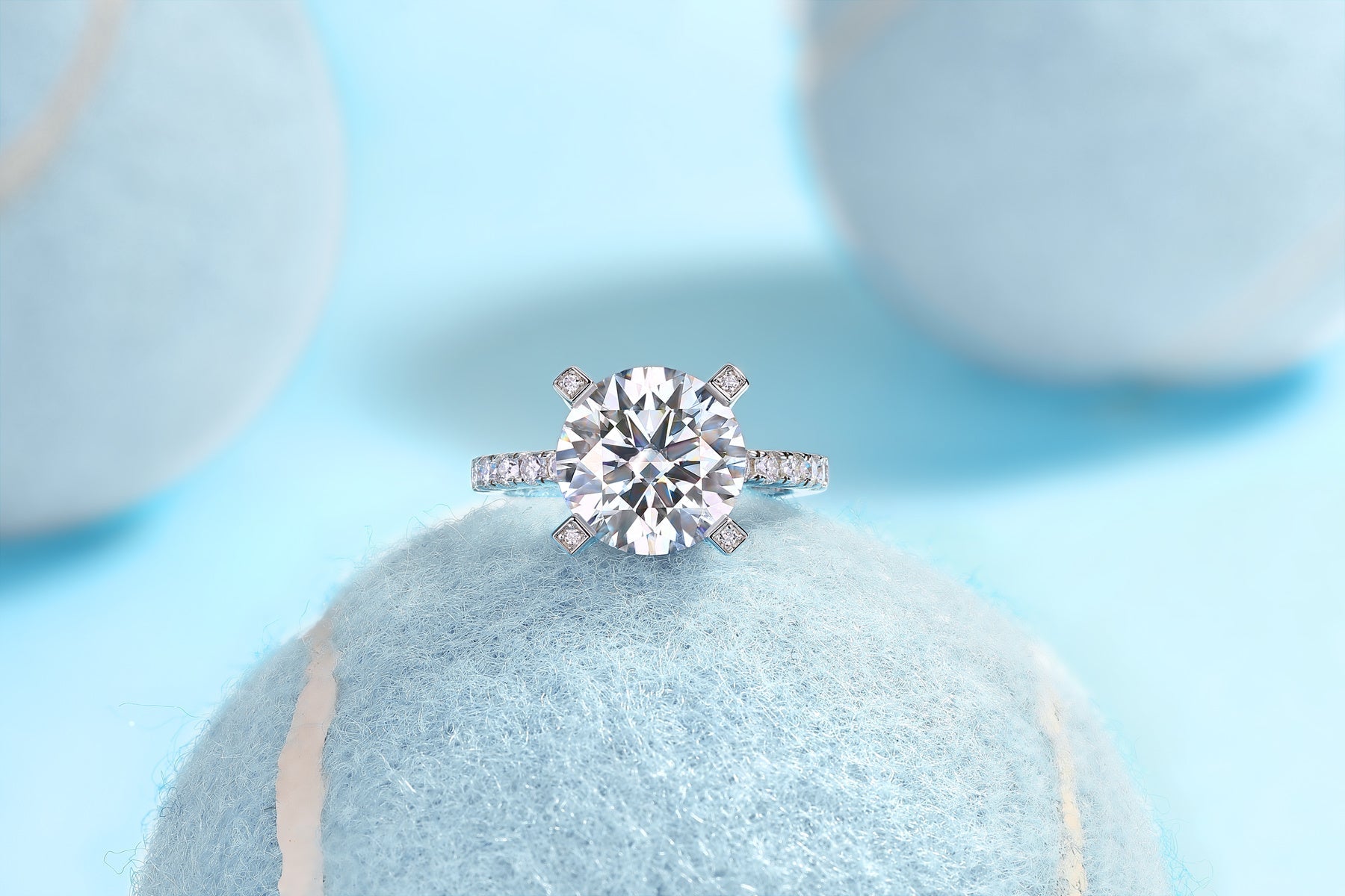 Radiant - A Fashionable And Luxurious Jewelry Piece Set With 5-carat Moissanite S925 Sterling Silver And Platinum-plated Diamond Weloria