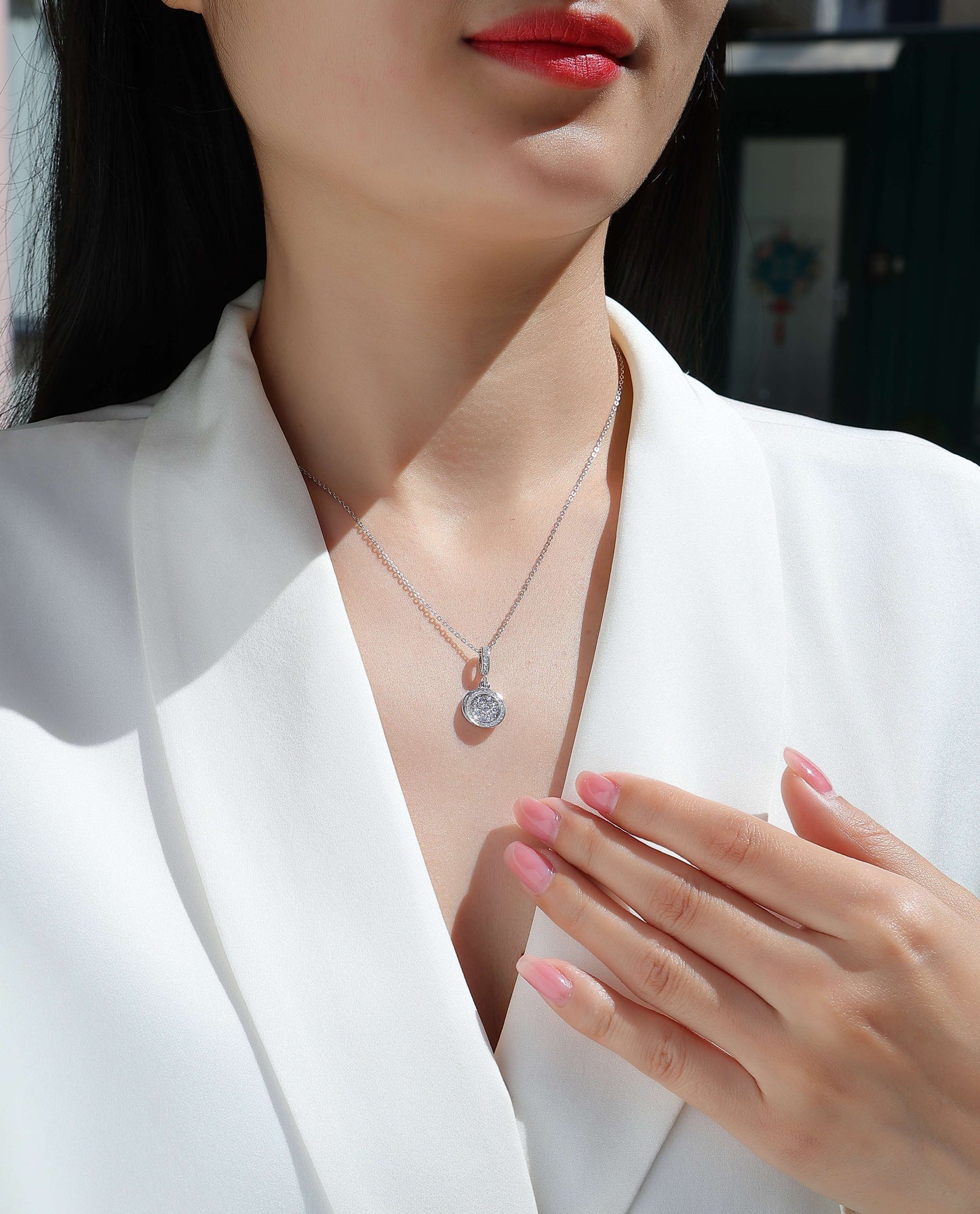 Double Ring Combination - A Fashionable And Luxurious Diamond Jewelry Piece Set With Moissanite S925 Sterling Silver And Platinum-plated Pendant Weloria