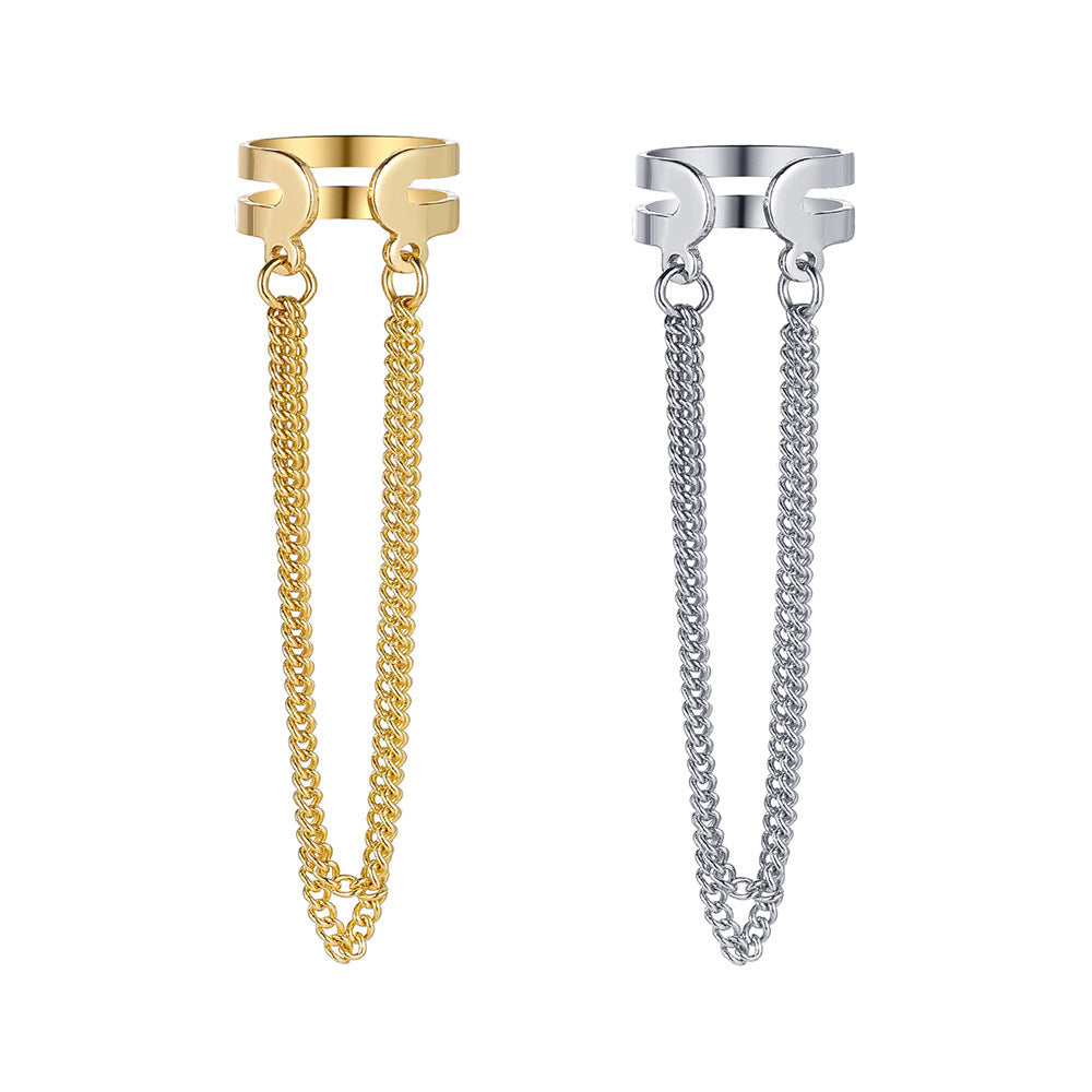 Fashion Double Metal Chain Tassel Earrings Weloria